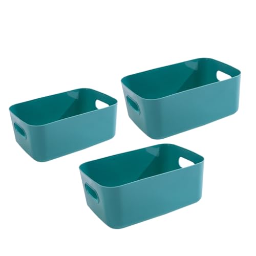 INOOMP Teiliges Kunststoff Aufbewahrungskorb Grün Stapelbare Desktop Organizer mit Griffen Vielseitig Nutzbar für Kleidung Büro und Haushalt Tragbare Aufbewahrungsboxen in Groß Mittel von INOOMP