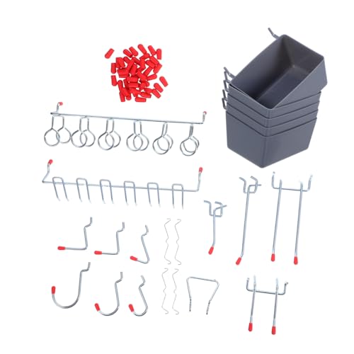 INOOMP Teiliges Pegboard Haken mit Verstellbaren Eisenhaken und Kunststoff-aufbewahrungsbox Flexibler Werkzeughalter für Garage Werkstatt Keller und Bastelraum Einfache Montage und INOOMP Teiliges Pegboard Haken mit Verstellbaren Eisenhaken und Kunststoff-aufbewahrungsbox Flexibler Werkzeughalter für Garage Werkstatt Keller und Bastelraum Einfache Montage und von INOOMP
