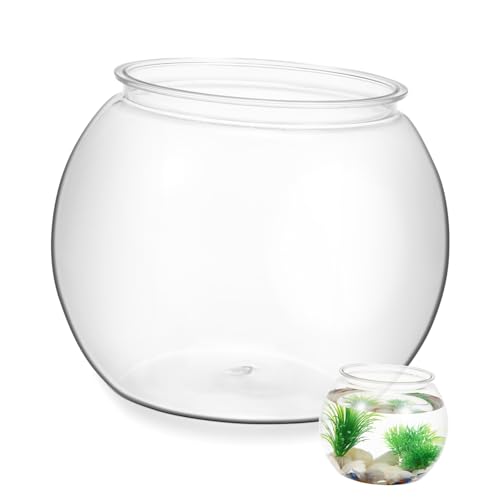 INOOMP Transparenter Runder Fischtank aus Bruchsicherem Pet Multifunktionales Aquarium für Bürodekoration Großes Betta Aquarium als Stilvolles Schreibtisch Accessoire von INOOMP