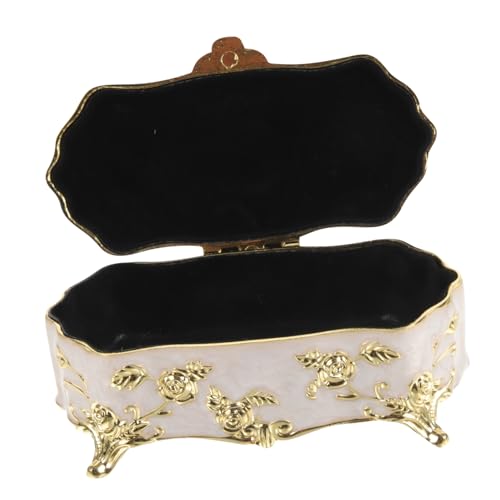 INOOMP Vintage Schmuckkästchen aus Verschleißfester Zinklegierung mit Floraler Prägung Dekorative Aufbewahrungsbox für Ringe Halsketten und Ohrringe Stilvolles Schmuckkästchen für von INOOMP