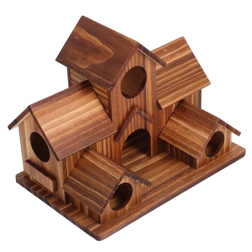 INOOMP Vogelnest-Ornamente Aus Holz Papageienspielplatz -vogelhaus Sittich Nest Papageienbrutnest Vogelhütte Sparrow Bird House Vogelhaus Aus Holz Vogel Stehen Kaffee Hölzern von INOOMP