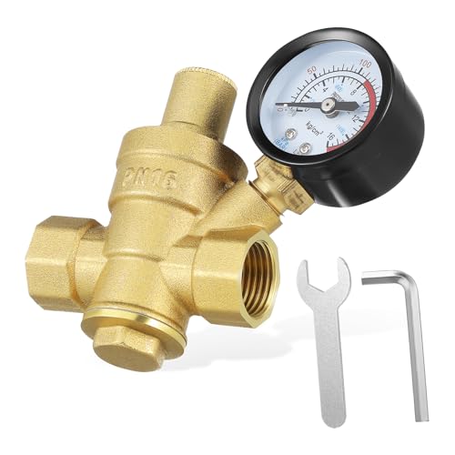 INOOMP Wasser Druckminderer mit Manometer Präzise Druckregulierung Messing Reduzierventil für Hauswasser Einfach Installierbar Garten Schlauch Druckregler Fein INOOMP Wasser Druckminderer mit Manometer Präzise Druckregulierung Messing Reduzierventil für Hauswasser Einfach Installierbar Garten Schlauch Druckregler Fein von INOOMP
