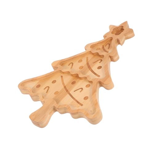 INOOMP Weihnachtliches Charcuterie Board Weihnachtsbaumform Servierplatte mit Griffen Rustikales Holzbrett für Snacks Kekse und Obst Festliche Partyteller von INOOMP