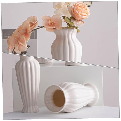 INOOMP Weiße Nordische Keramikvase Große Öffnung Dekorative Trockenblumenvase für Wohnzimmer Büro Tischdeko Pampasgras Deko Wohnzimmerregal und Bücherregal von INOOMP