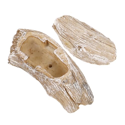 INOOMP Wetterfeste Schlüsselbox Holzoptik mit Tarnstein Design Robustes Außenversteck für Schlüssel Dekoratives Garten Schlüsselversteck Wetterbeständiger Schlüsselhalter für Draußen von INOOMP