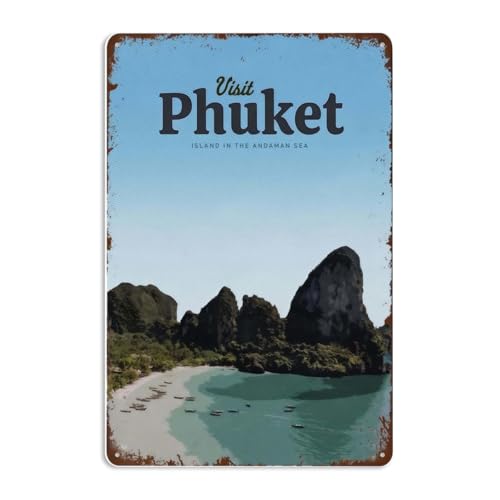 Lustiger Besuch Phuket Schilder, Wanddekoration, Vintage-Metall-Blechschild, Kunstposter, lustiges Café, Büro, Pub, Männerhöhle, Küche, Badezimmer, Wanddekoration, Geschenk, 20,3 x 30,5 cm Lustiger Besuch Phuket Schilder, Wanddekoration, Vintage-Metall-Blechschild, Kunstposter, lustiges Café, Büro, Pub, Männerhöhle, Küche, Badezimmer, Wanddekoration, Geschenk, 20,3 x 30,5 cm von INORVO