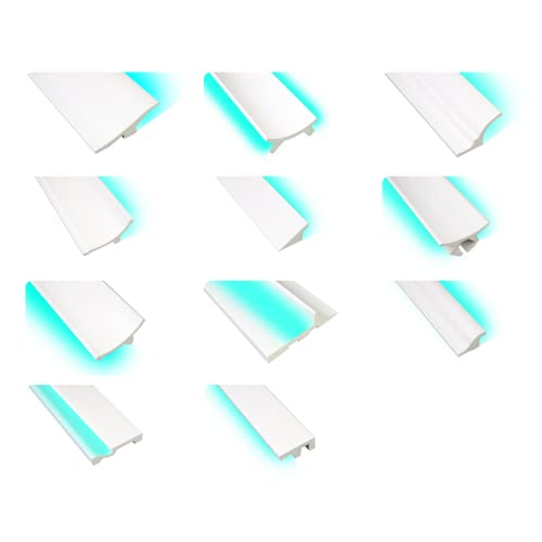 INOSAR - LED Sockelleisten und Deckenleisten - Indirekte Beleuchtung in modernen Design, lichtundurchlässig, robust, Profil, Stuckprofil, Deckenprofil - INO-2-20 x 1,8 x 10 cm Muster von INOSAR
