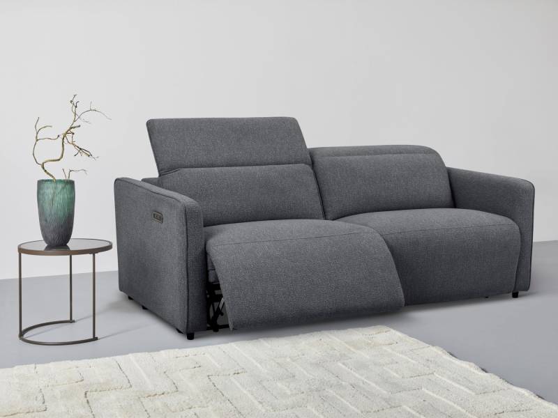 INOSIGN 2-Sitzer KYLLY, XXL (208 cm) elektrische Relax- und Liegefunktion in 2 Sitzen, Mega-Sofa, Kopfteilverstellung, USB A/ C, Federkern, Feinstruktur von INOSIGN