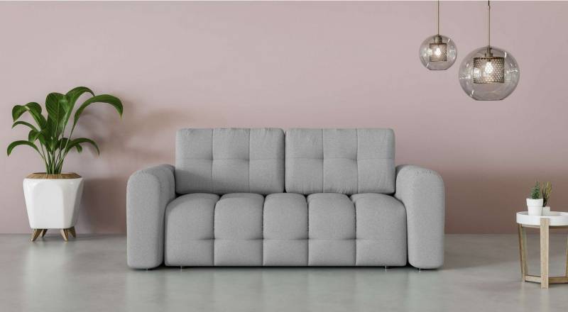 INOSIGN 2-Sitzer Manilla, trendige Steppung, 2 Rückenkissen, B/T/H 195/107/91 cm, mit Wellenunterfederung, in verschiedenen Materialien und Farben von INOSIGN