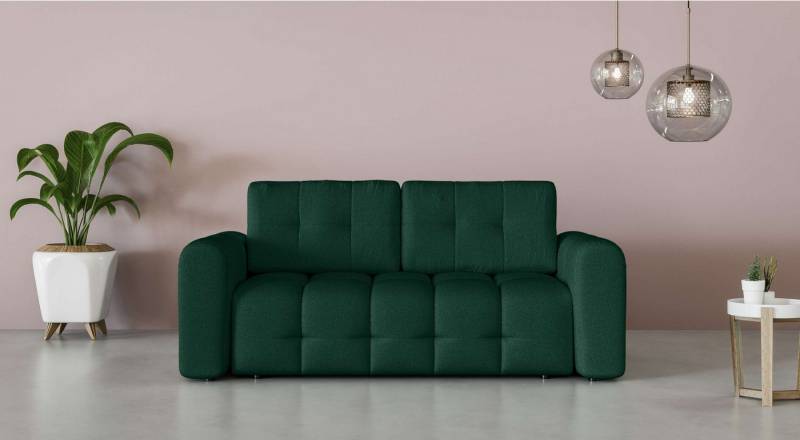 INOSIGN 2-Sitzer Manilla, trendige Steppung, 2 Rückenkissen, B/T/H 195/107/91 cm, mit Wellenunterfederung, in verschiedenen Materialien und Farben von INOSIGN