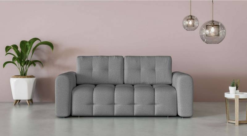 INOSIGN 2-Sitzer Manilla, trendige Steppung, 2 Rückenkissen, B/T/H 195/107/91 cm, mit Wellenunterfederung, in verschiedenen Materialien und Farben von INOSIGN