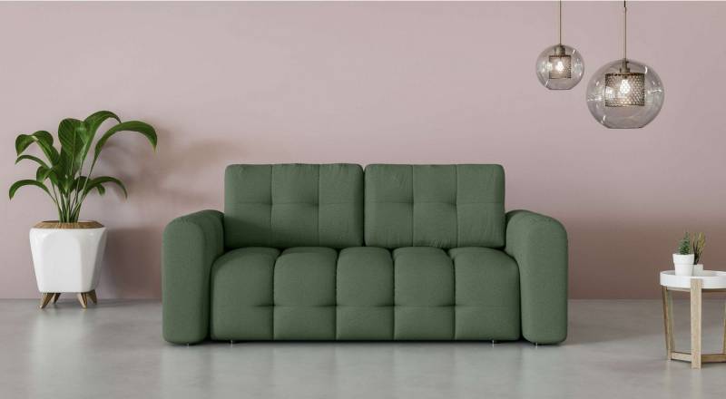 INOSIGN 2-Sitzer Manilla, trendige Steppung, 2 Rückenkissen, B/T/H 195/107/91 cm, mit Wellenunterfederung, in verschiedenen Materialien und Farben von INOSIGN