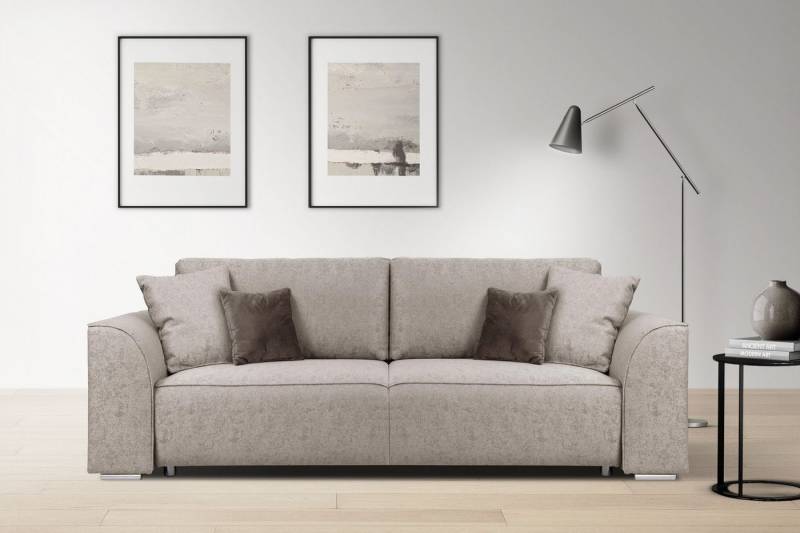 INOSIGN 3-Sitzer BEATRICE auch als Schlafsofa mit Bettkasten, B/T/H 250/107/92 cm, wahlweise mit Bettfunktion, incl. 2 Zierkissen, Wellenfederung von INOSIGN