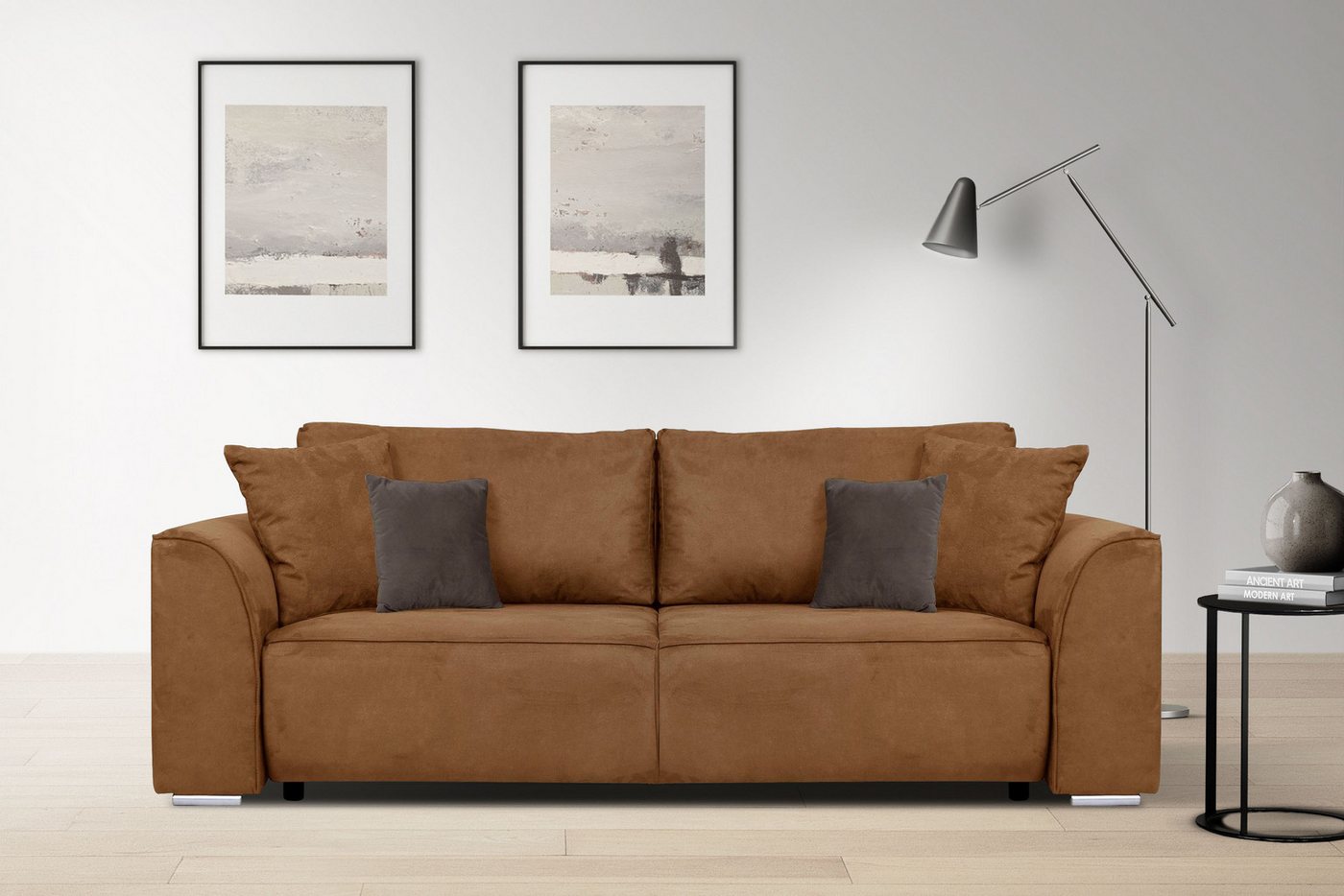 INOSIGN 3-Sitzer BEATRICE auch als Schlafsofa mit Bettkasten, B/T/H 250/107/92 cm, wahlweise mit Bettfunktion, incl. 2 Zierkissen, Wellenfederung von INOSIGN