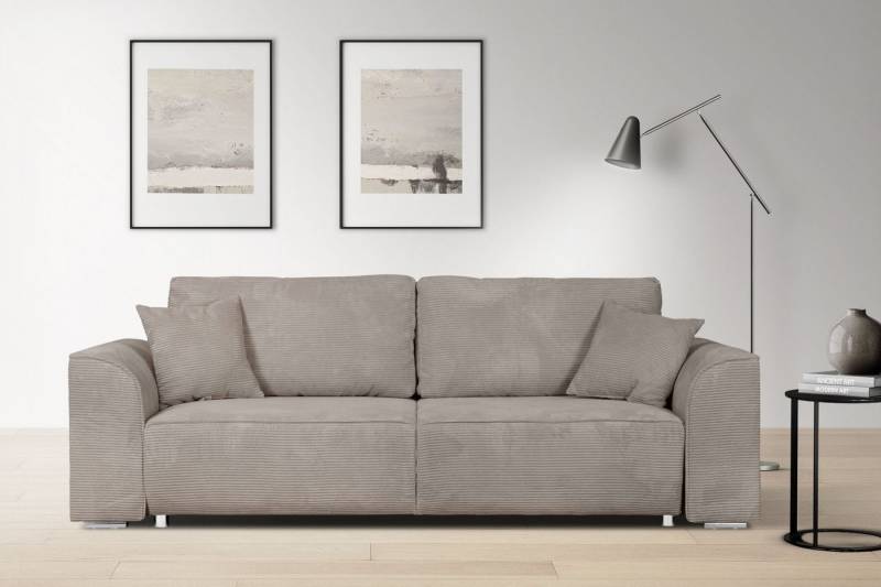 INOSIGN 3-Sitzer BEATRICE auch als Schlafsofa mit Bettkasten, B/T/H 250/107/92 cm, wahlweise mit Bettfunktion, incl. 2 Zierkissen, Wellenfederung von INOSIGN
