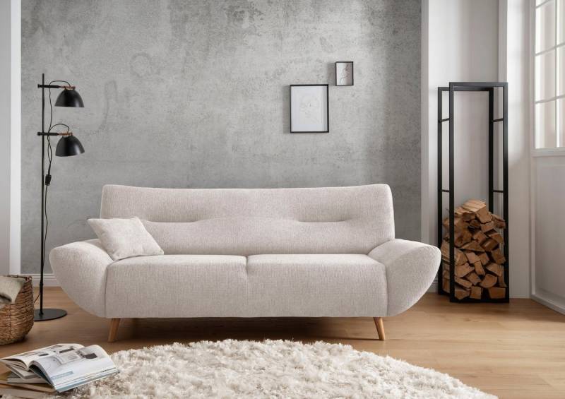 INOSIGN 3-Sitzer Drago, elegant und zeitlos, komfortabel, mit Holzfuß, frei im Raum stellbar, inkl. 1 Zierkissen von INOSIGN