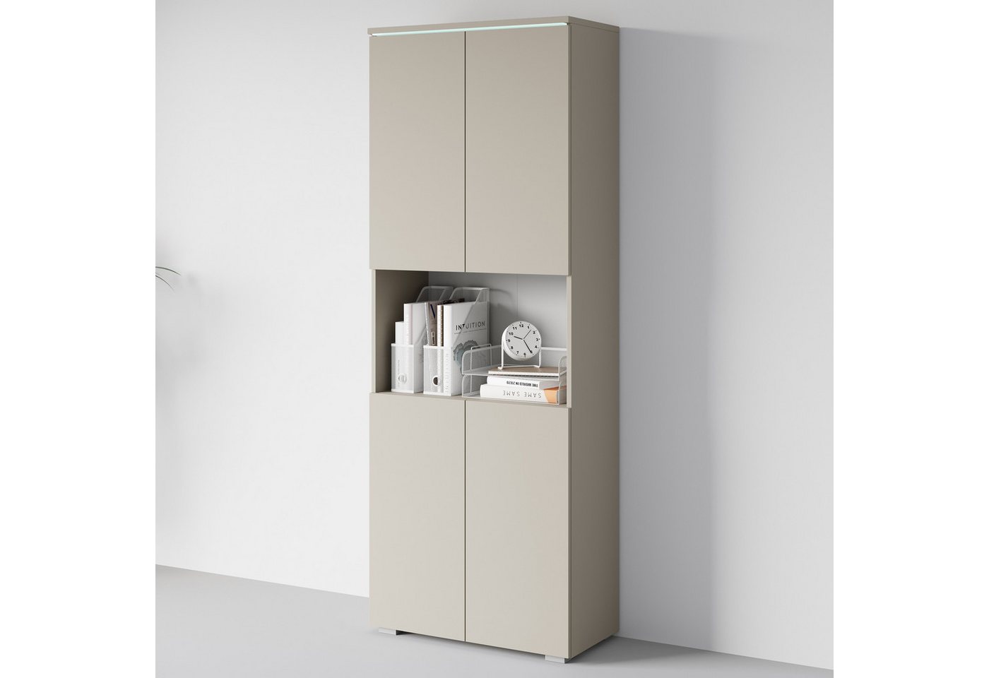 INOSIGN Aktenschrank Vera, Mehrzweckschrank mit LED-Beleuchtung Praktischer Stauraum mit flexibel einstellbaren Ablageböden von INOSIGN