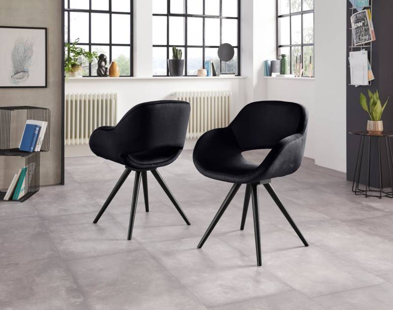 INOSIGN Armlehnstuhl Aurora (Set, 2 St), Gestell aus Massivholz Buche in schwarz lackiert von INOSIGN