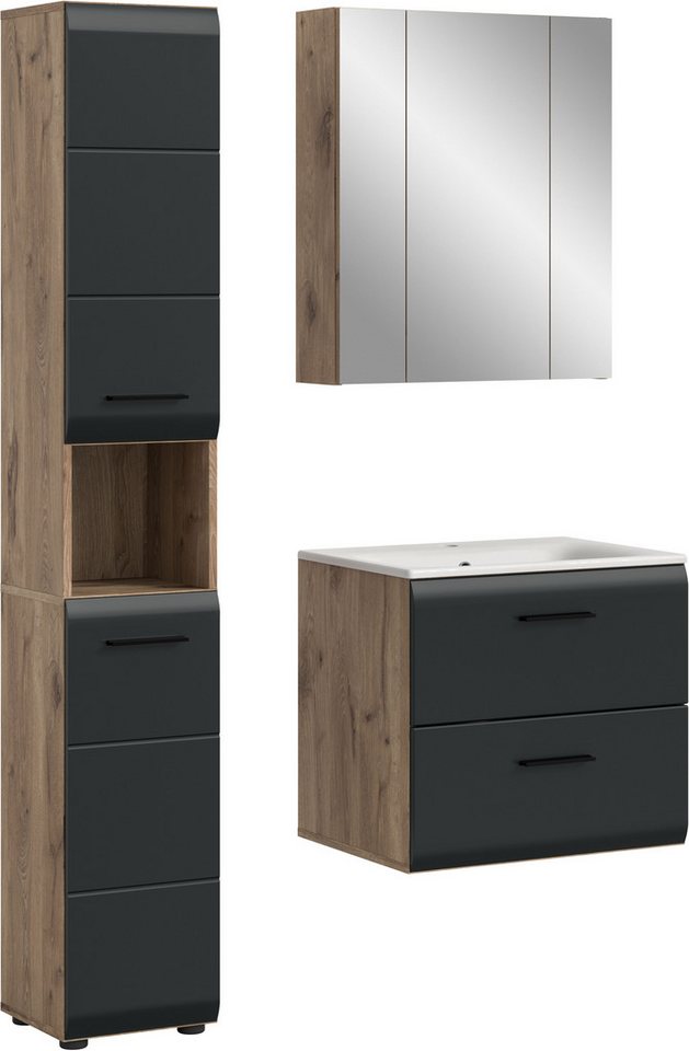 INOSIGN Badezimmer-Set, (Set, 4-St), Florenz, Badkombination 4-tlg.,Nox Oak NB, inkl. Waschbecken von INOSIGN