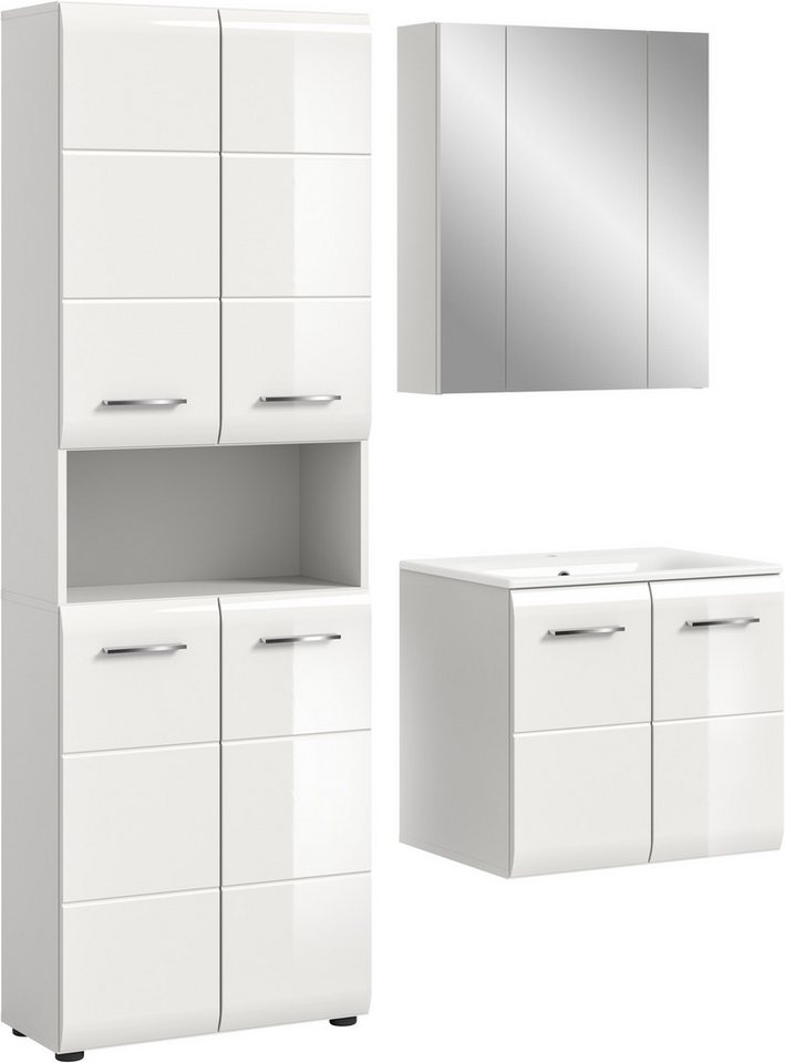 INOSIGN Badezimmer-Set, (Set, 4-St), Florenz, Badkombination 4-tlg.,Weiß hochglanz, inkl. Waschbecken von INOSIGN