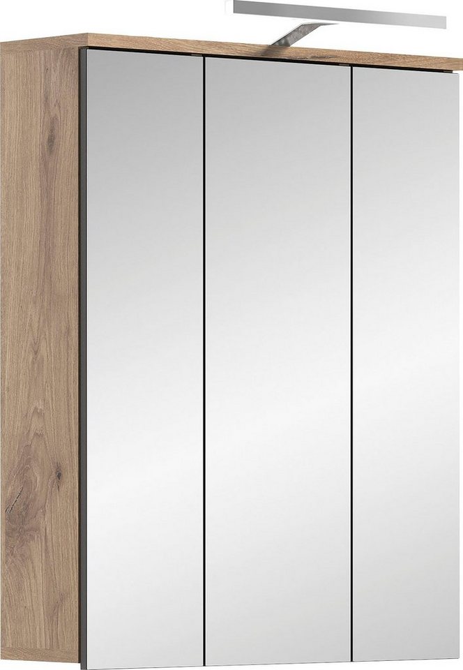 INOSIGN Badezimmerspiegelschrank Riga, Breite 60cm, inkl. LED Beleuchtung, 3 Spiegeltüren, 9 Fächer (Set, 2-St) Badmöbel, Badschrank, Schrank, Wandschrank, Bad, Badezimmer von INOSIGN