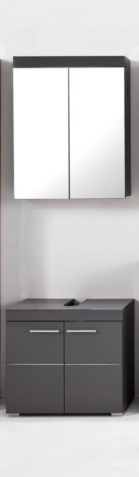 INOSIGN Badmöbel-Set Avena, (2-St), Badezimmermöbel in Grau - Waschbeckenunterschrank und Spiegelschrank von INOSIGN