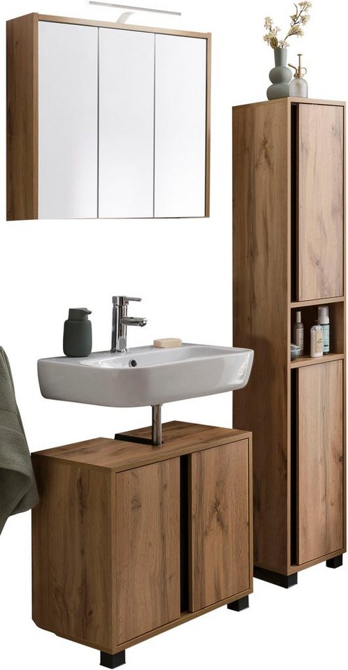 INOSIGN Badmöbel-Set Dex, (3-St), bestehend aus Waschbeckenunterschrank, Hochschrank, Spiegelschrank von INOSIGN