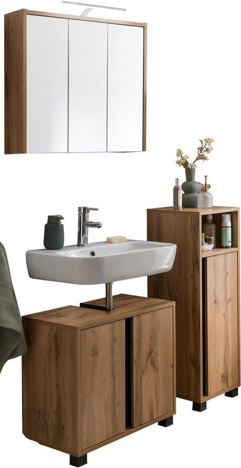 INOSIGN Badmöbel-Set Dex, (3-St), bestehend aus Waschbeckenunterschrank, Unterschrank, Spiegelschrank von INOSIGN