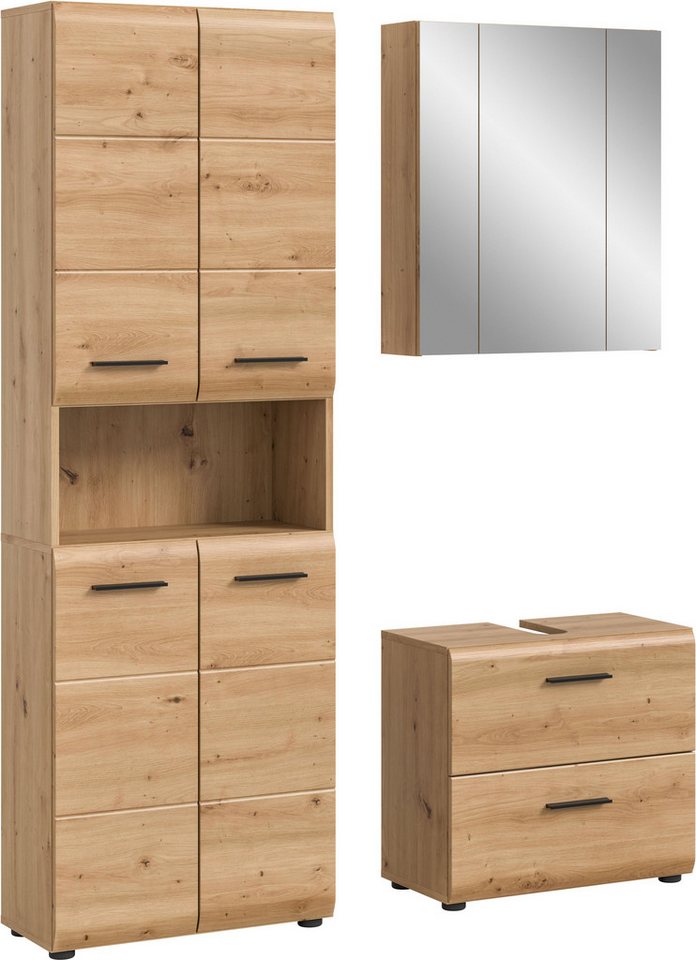 INOSIGN Badmöbel-Set FLORENZ, TOPSELLER!, 3-teilige Badkombination, hochwertige MDF-Front, (Set, 3-St., best. aus: 1 Hochschrank, 1 Waschbeckenunterschrank, 1 Spiegelschrank), Bad-Kombination, Bad-Möbel, Badezimmer, Kombination, Kombi von INOSIGN