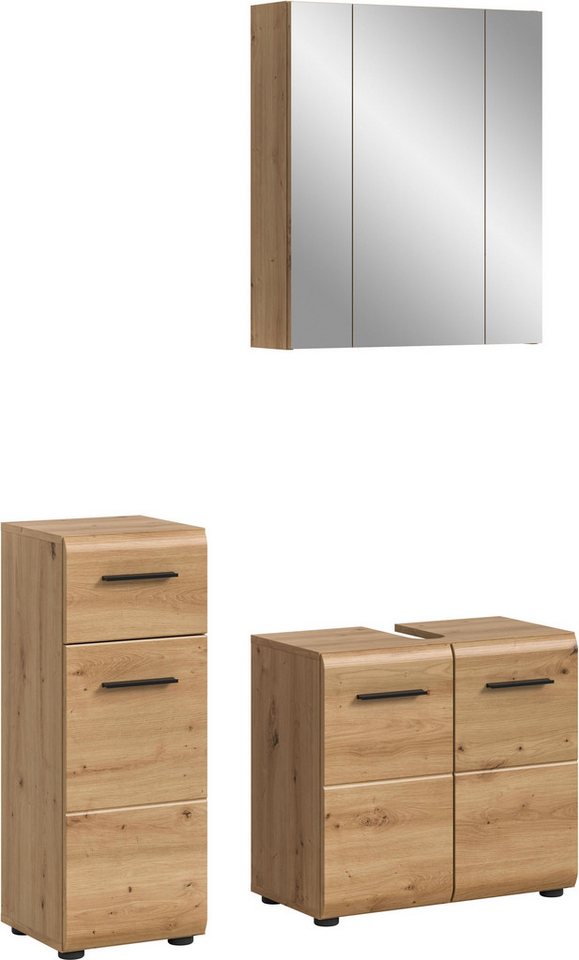 INOSIGN Badmöbel-Set FLORENZ, TOPSELLER!, 3-teilige Badkombination, hochwertige MDF-Front, (Set, 3-St., best. aus: 1 Unterschrank, 1 Waschbeckenunterschrank, 1 Spiegelschrank), Bad-Kombination, Bad-Möbel, Badezimmer, Kombination, Kombi von INOSIGN