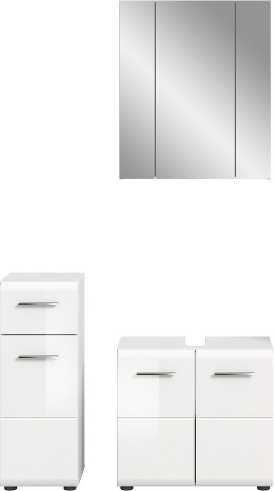 INOSIGN Badmöbel-Set FLORENZ, TOPSELLER!, 3-teilige Badkombination, hochwertige MDF-Front, (Set, best. aus: 1 Unterschrank, 1 Waschbeckenunterschrank, 1 Spiegelschrank), Bad-Kombination, Bad-Möbel, Badezimmer, Kombination, Kombi von INOSIGN