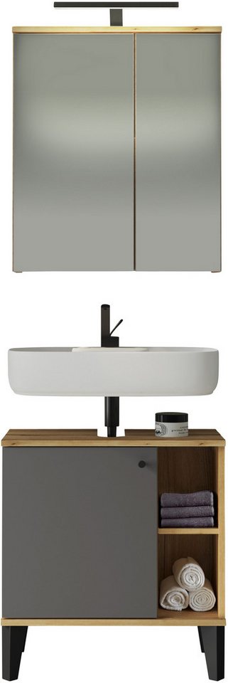 INOSIGN Badmöbel-Set OSLO, Bad im skandinavischen Design, 2-teiliges Badezimmer, (Set, 2-St), Badschränke und Spiegel, in zwei Farben verfügbar, viel Stauraum von INOSIGN