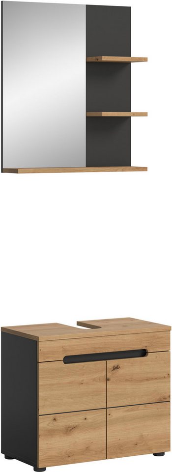 INOSIGN Badmöbel-Set REHAT, 2-teilig, Breite 63 cm, mit grifflosen Fronten, bestehend aus:, (2-St), 1x Waschbeckenunterschrank & 1x Spiegelschrank von INOSIGN