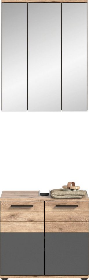 INOSIGN Badmöbel-Set Riga, 2 teilig, bestehend aus: Waschbeckenunterschrank, Spiegel, (Set), Badmöbel, Bad Kombination, Kombination, Kombi, Badezimmer von INOSIGN