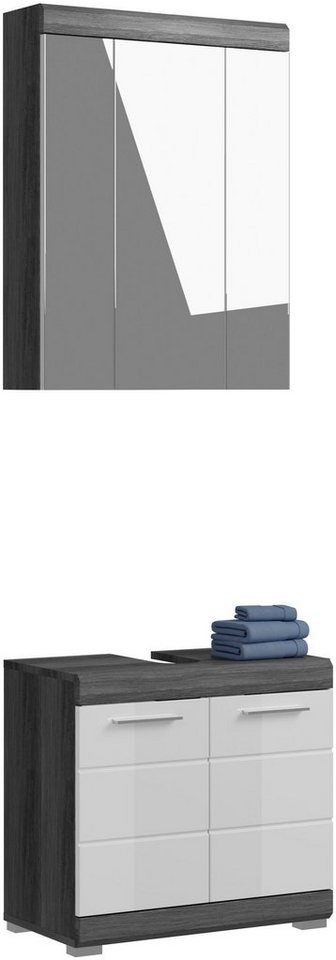 INOSIGN Badmöbel-Set Siena, 2 tlg., bestehend aus: Waschbeckenunterschrank, Spiegelschrank, (Set, 2-St), in verschiedenen Farben erhältlich, Badmöbel, Kombination, Badezimmer von INOSIGN