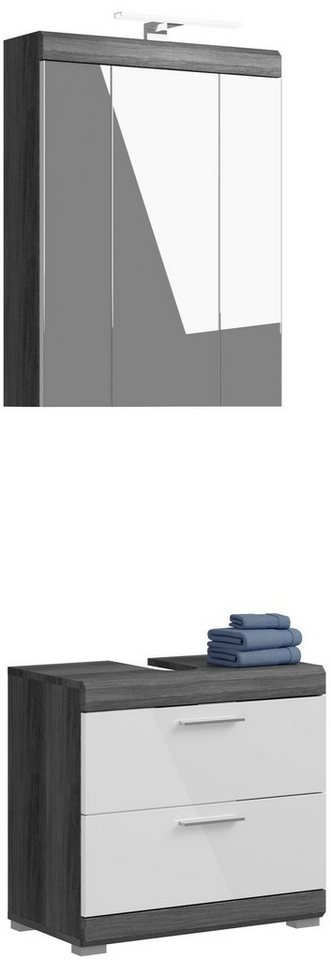INOSIGN Badmöbel-Set Siena, (Set, 2-St), Badmöbel inkl. Beleuchtung, Spiegelschrank, Waschbeckenunterschrank von INOSIGN