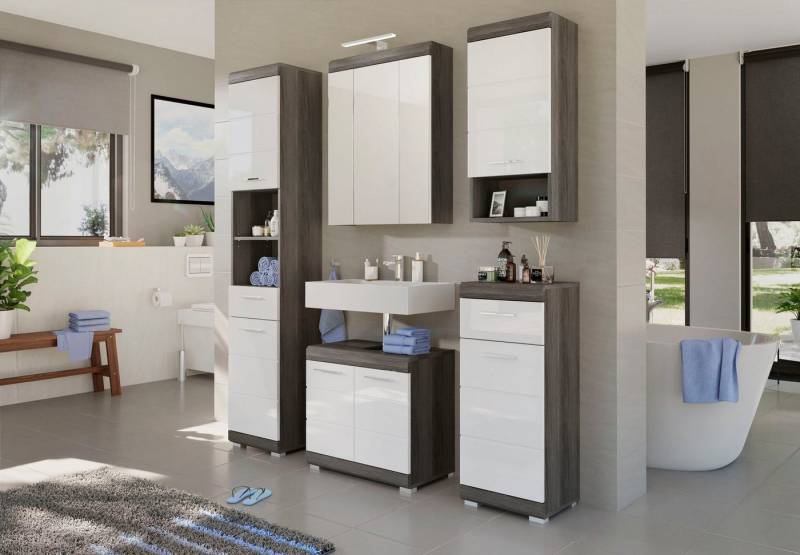 INOSIGN Badmöbel-Set Siena, 3 teilig, bestehend aus:, (Set, 3-St., TOPSELLER), Hochschrank, Waschbeckenunterschrank, Spiegelschrank von INOSIGN