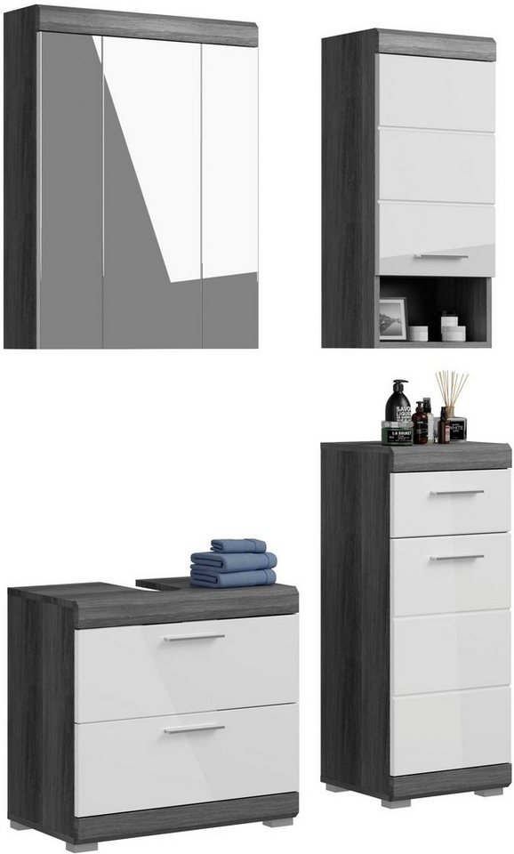 INOSIGN Badmöbel-Set Siena, (Set, 4-St), Spiegelschrank, Waschbeckenunterschrank, Hängeschrank, Unterschrank von INOSIGN