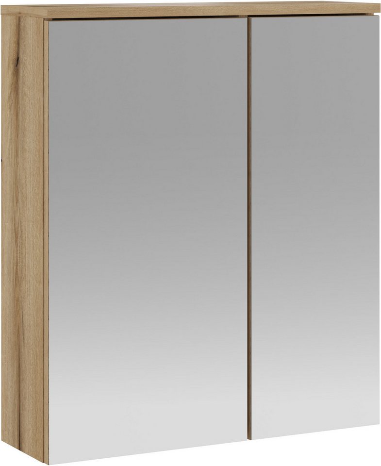 INOSIGN Badspiegel Oslo, Spiegelschrank in Eiche Evoke, Spiegel im skandinavischen Design, Aufbewahrungsschrank mit 2 Spiegeltüren, wahlweise mit LED von INOSIGN