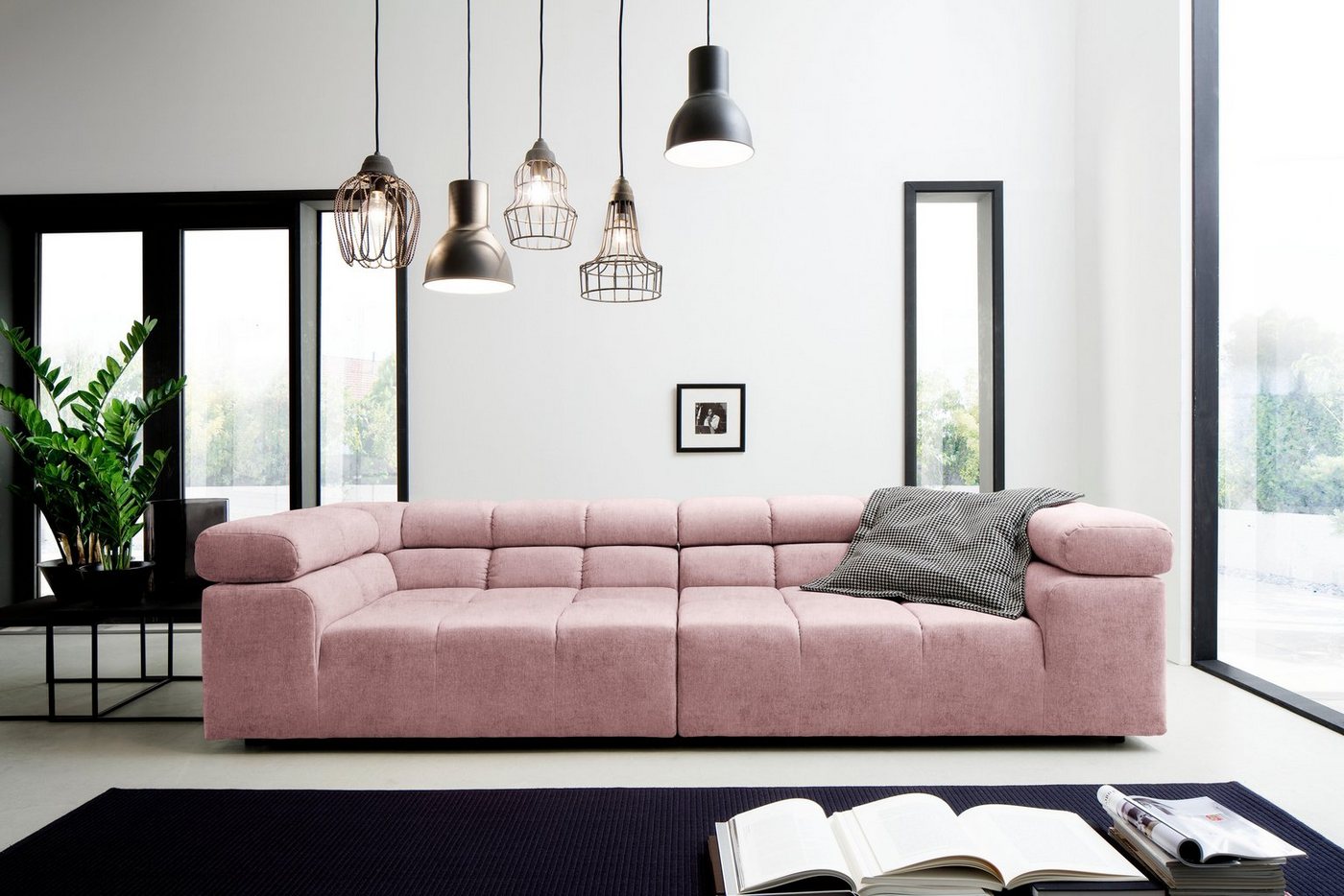 INOSIGN Big-Sofa Ancona B/T/H: 290/110/70 cm, auffällige Steppung, inkl. 2 Zierkissen und verstellbaren Kopfstützen von INOSIGN