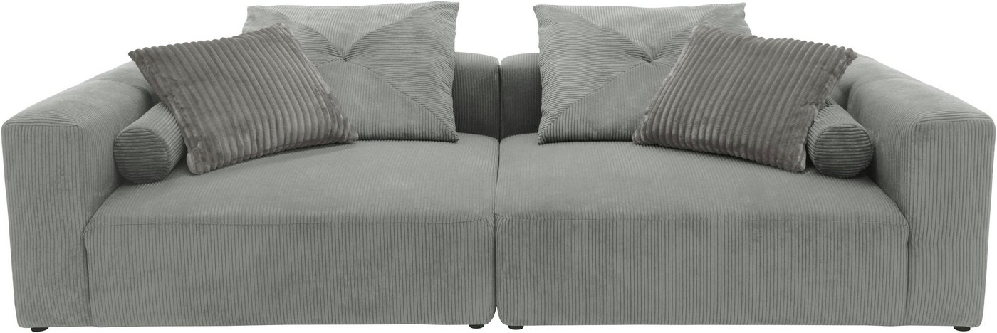 INOSIGN Big-Sofa Suyana mit Federkern, B/T/H: 304/135/69 cm, Zierkissen + Kissenrollen, grosszügiges, gemütliches Megasofa, viel Platz zum Relaxen, Cord-Bezug von INOSIGN