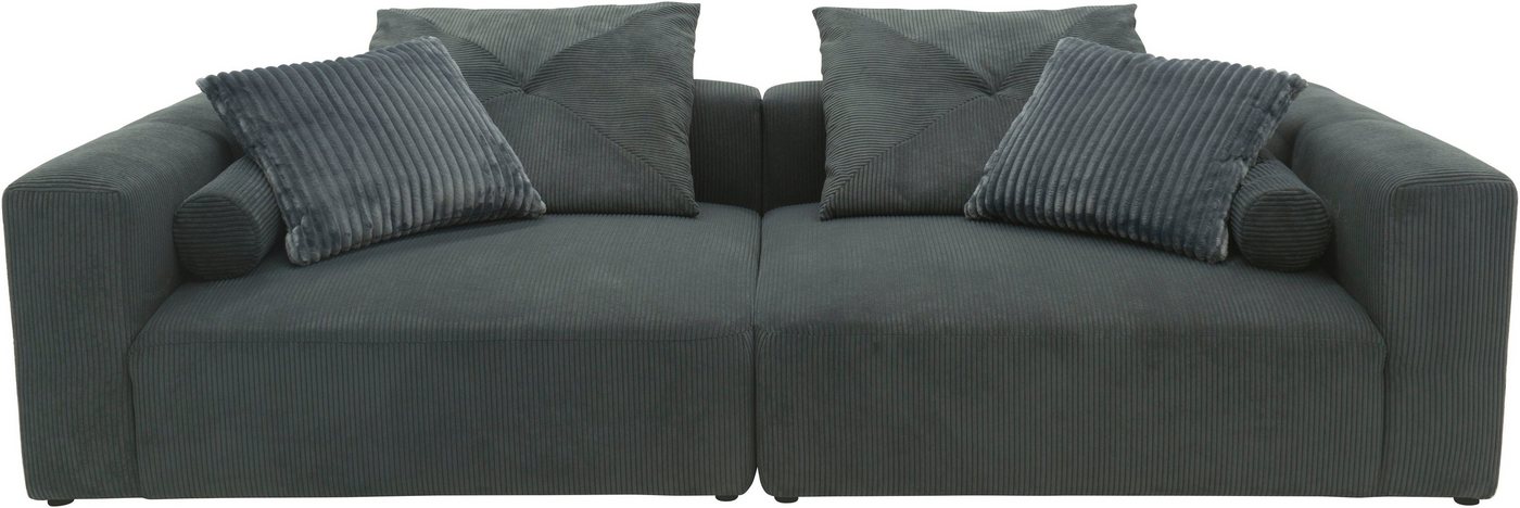 INOSIGN Big-Sofa Suyana mit Federkern, B/T/H: 304/135/69 cm, Zierkissen + Kissenrollen, grosszügiges, gemütliches Megasofa, viel Platz zum Relaxen, Cord-Bezug von INOSIGN