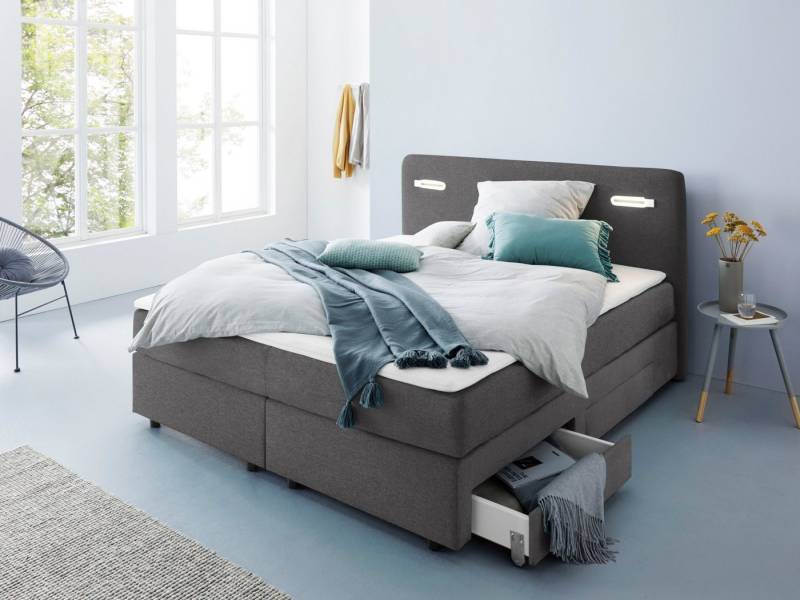 INOSIGN Boxbett Luan, Schubkästen, LED-Beleuchtung und Topper, in Breite 120 cm und 180 cm von INOSIGN