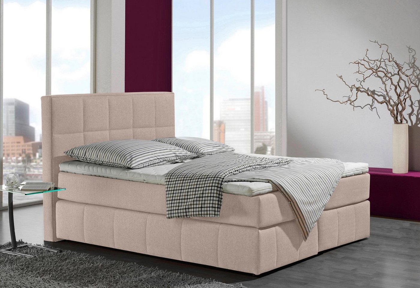 INOSIGN Boxspringbett Casano, mit feiner Steppung, in 3 Matratzenarten, 2 Härtegraden und 5 Farben von INOSIGN