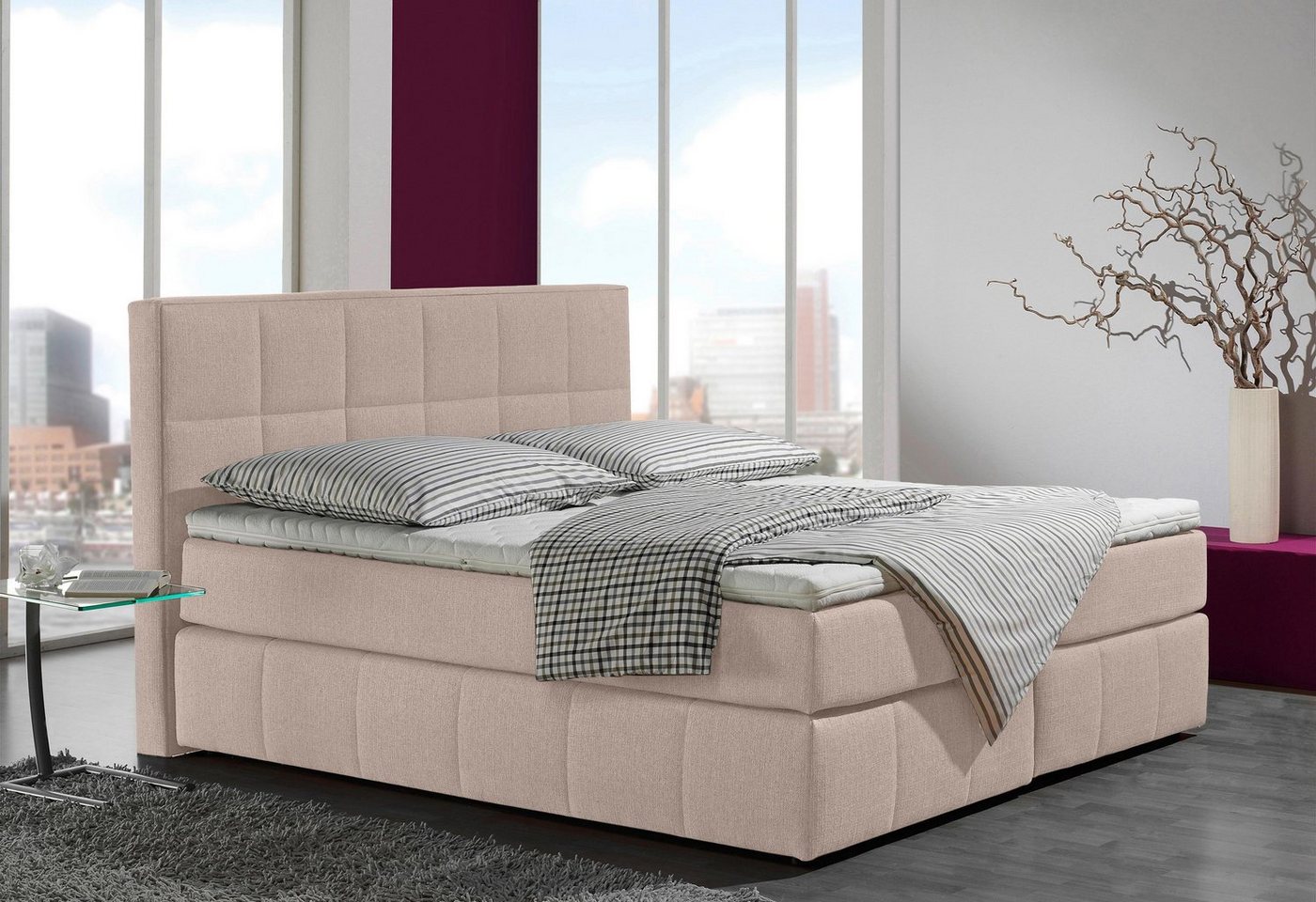 INOSIGN Boxspringbett Casano, mit feiner Steppung, in 3 Matratzenarten, 2 Härtegraden und 5 Farben von INOSIGN