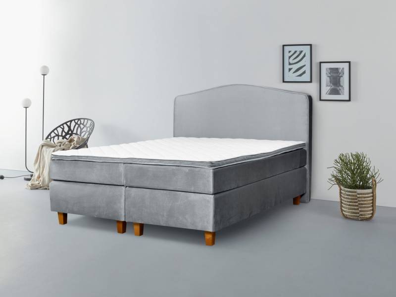 INOSIGN Boxspringbett Jalma, Füße aus massiver Birke , Inkl. Topper von INOSIGN