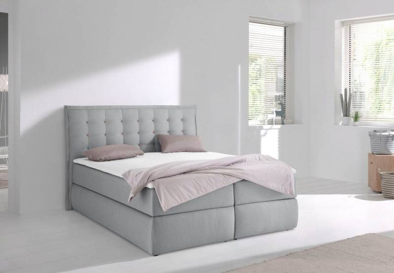 INOSIGN Boxspringbett Sagres, Kopfteil mit 2farbiger Flatterbiese und zweifarbigen Knöpfen von INOSIGN