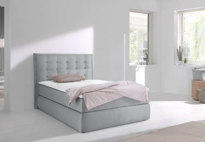 INOSIGN Boxspringbett Sagres, Kopfteil mit 2farbiger Flatterbiese und zweifarbigen Knöpfen von INOSIGN