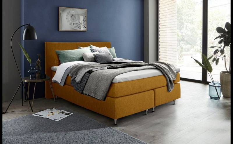 INOSIGN Boxspringbett Zahara, inkl. Topper, besonderes Highlight: aufgenähten Jeanstaschen - Optik von INOSIGN