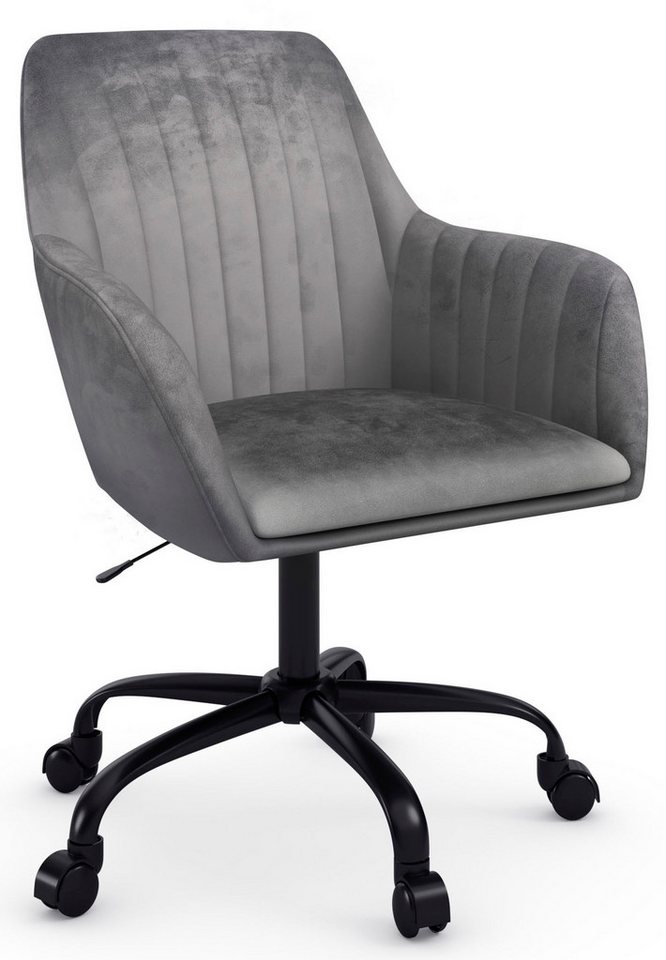 INOSIGN Bürostuhl Perry2, eleganter Samtstuhl, schwarzes Drehkreuz,Polsterung in Längsnaht-Optik von INOSIGN